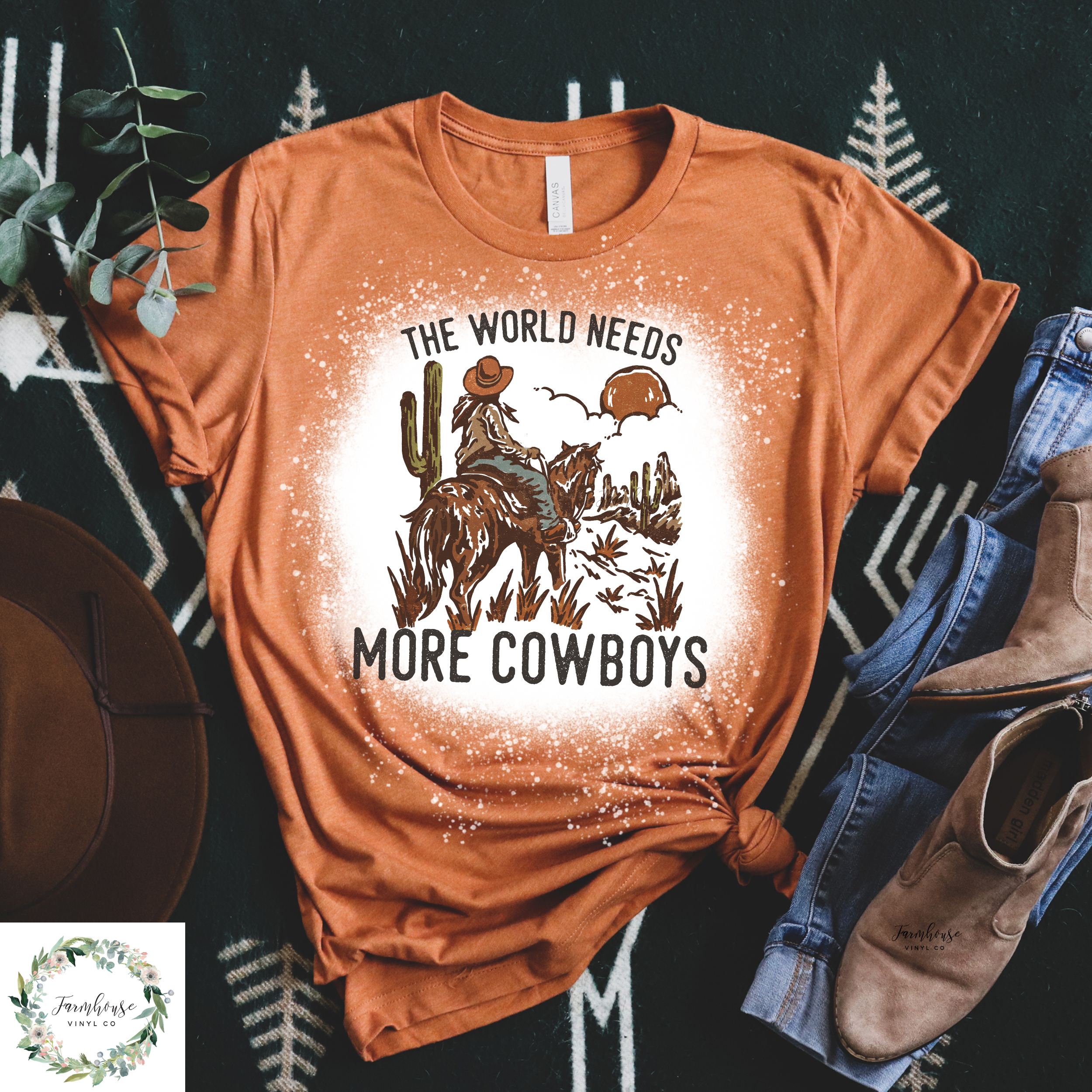 The World Needs More Cowboys t-shirt in Purple 