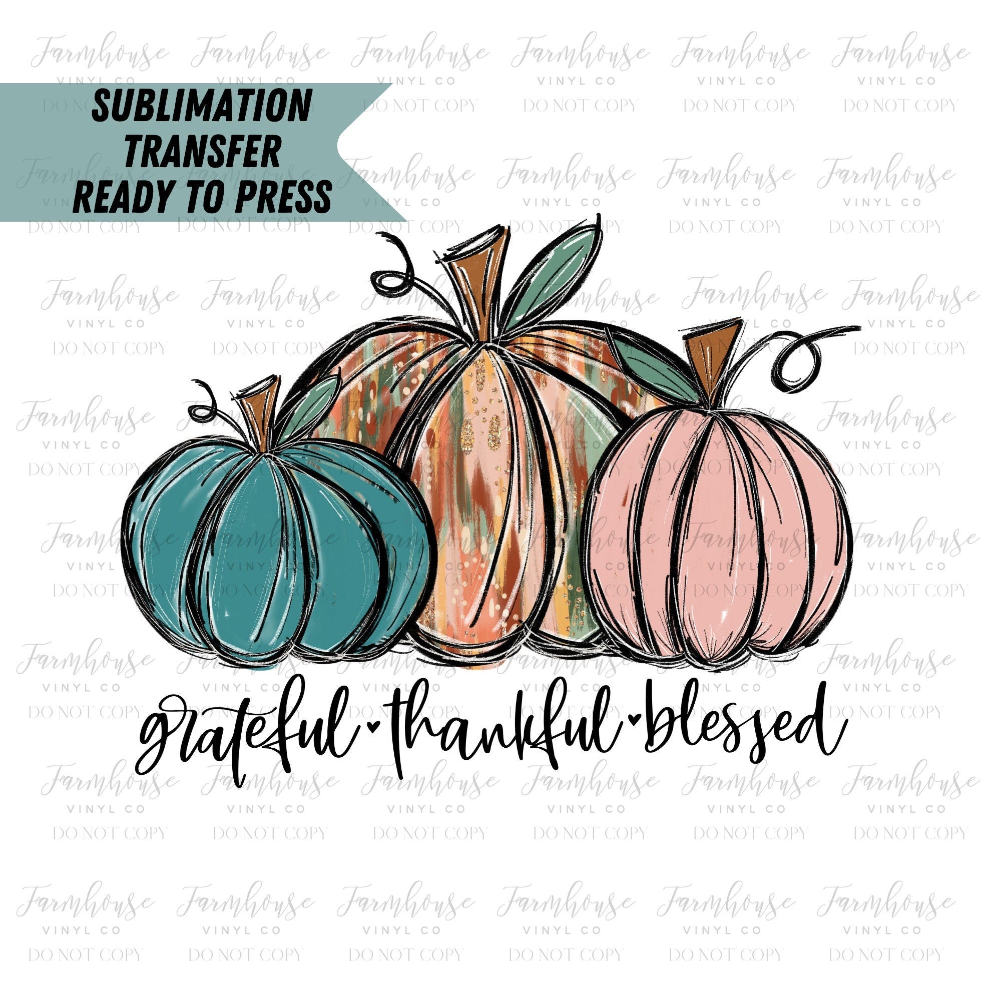 Happy Fall Pumpkin Patchwork Design Sublimation Transfer Heat Press  Transfer Ready to Press Full Color Heat Transfer DIY 5 Sizes to Choose From