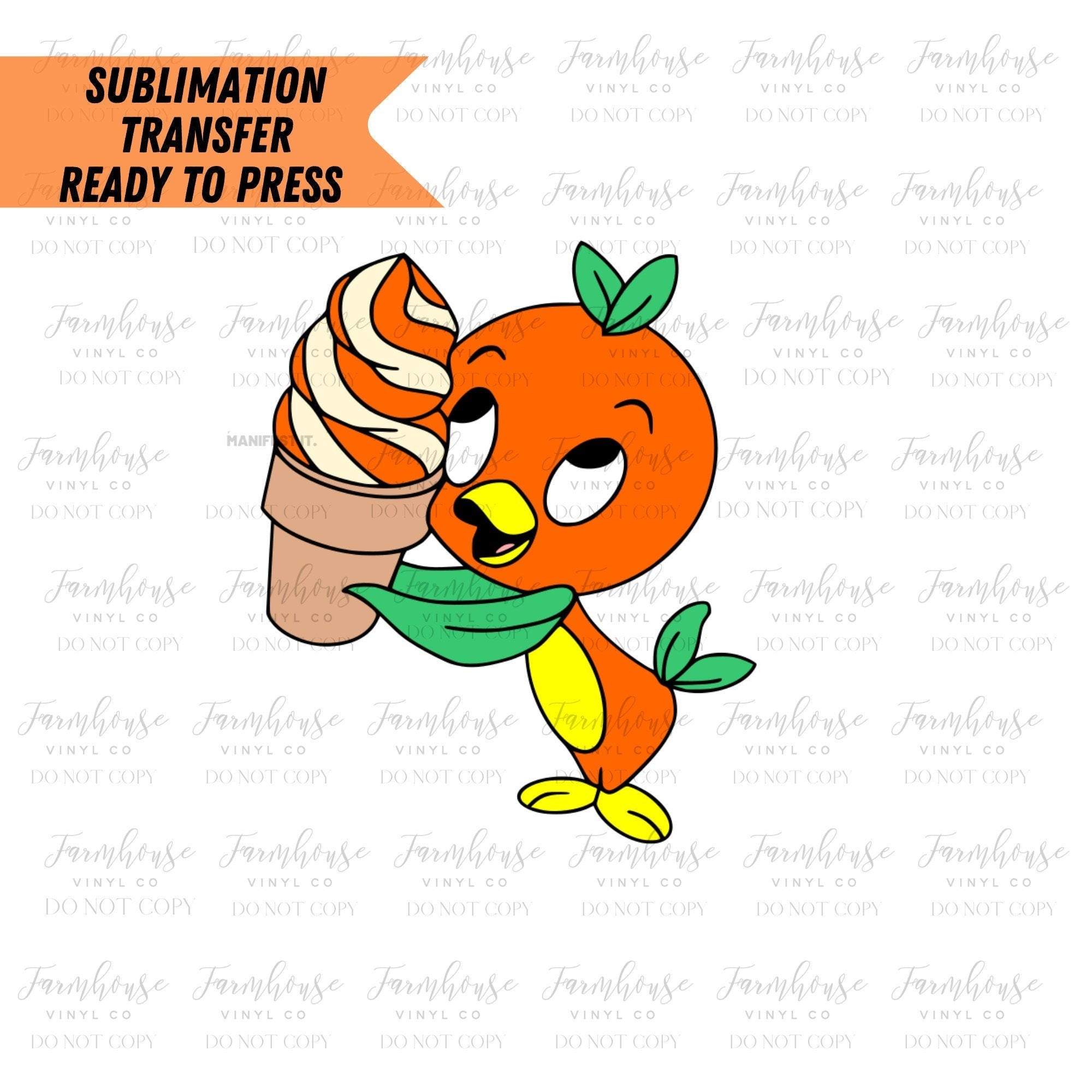 Orange Bird, Ready To Press, Sublimation Transfers, Magical Vacation,  Sublimation, Transfer Ready To Press, Pineapple Ice Cream Transfer