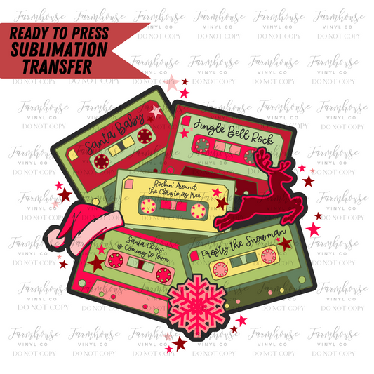 Christmas Cassettes Ready To Press Sublimation Transfer Design - Farmhouse Vinyl Co