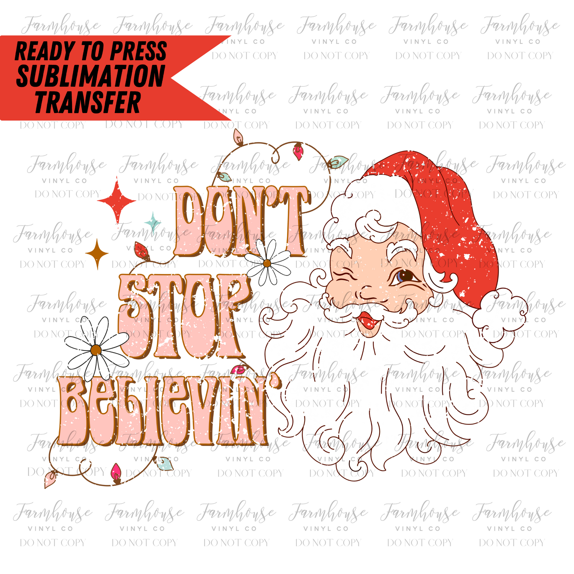 Retro Christmas Ho Ho Ho Distressed or Clean PNG File for