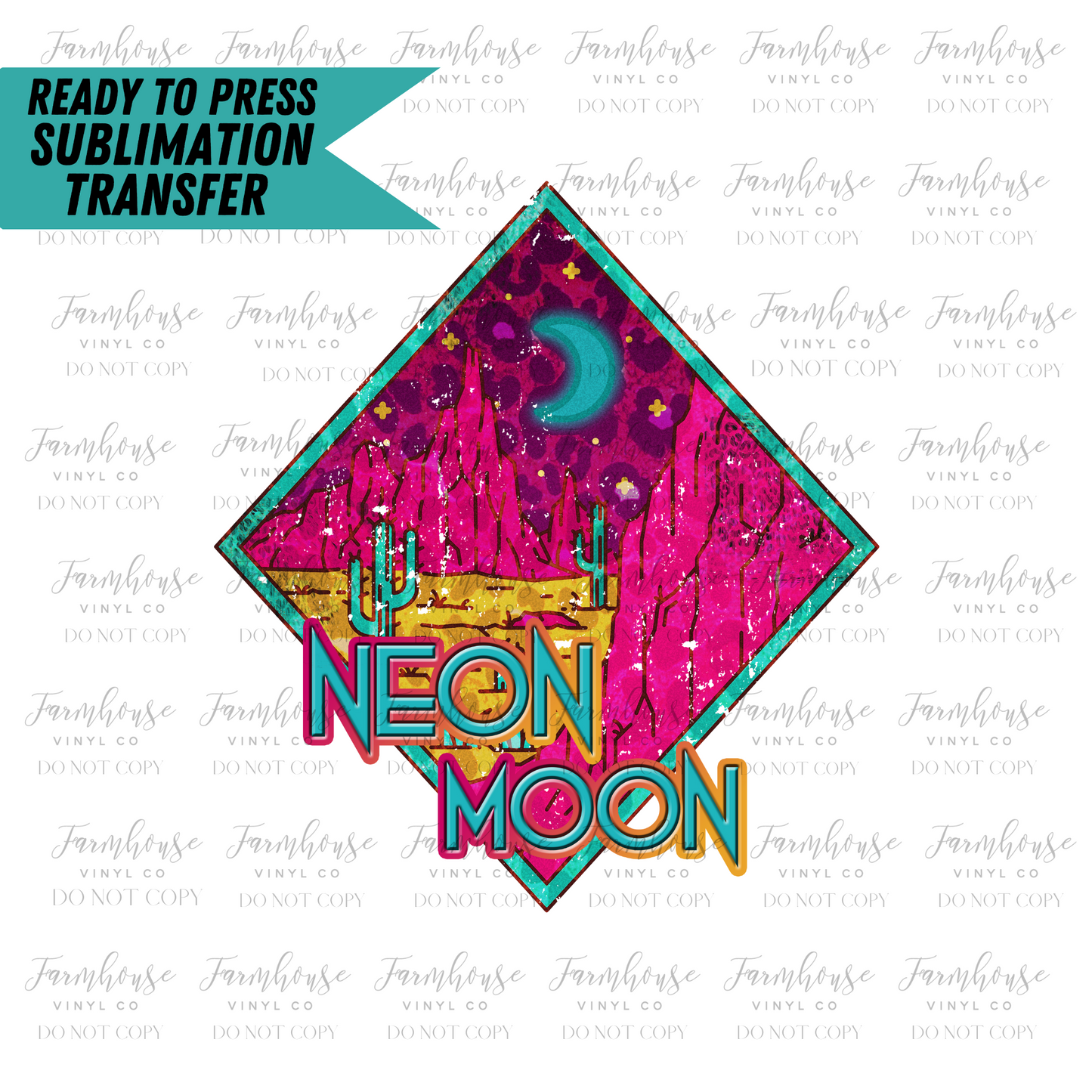 Neon Moon Country Music Ready To Press Sublimation Transfer