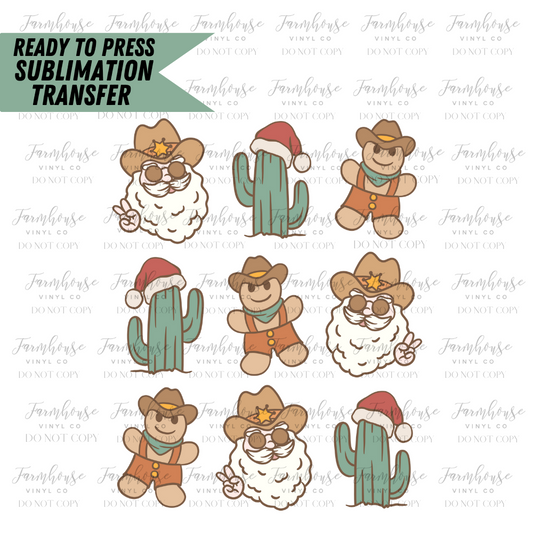 Western Christmas Ready to Press Sublimation Design Transfer - Farmhouse Vinyl Co