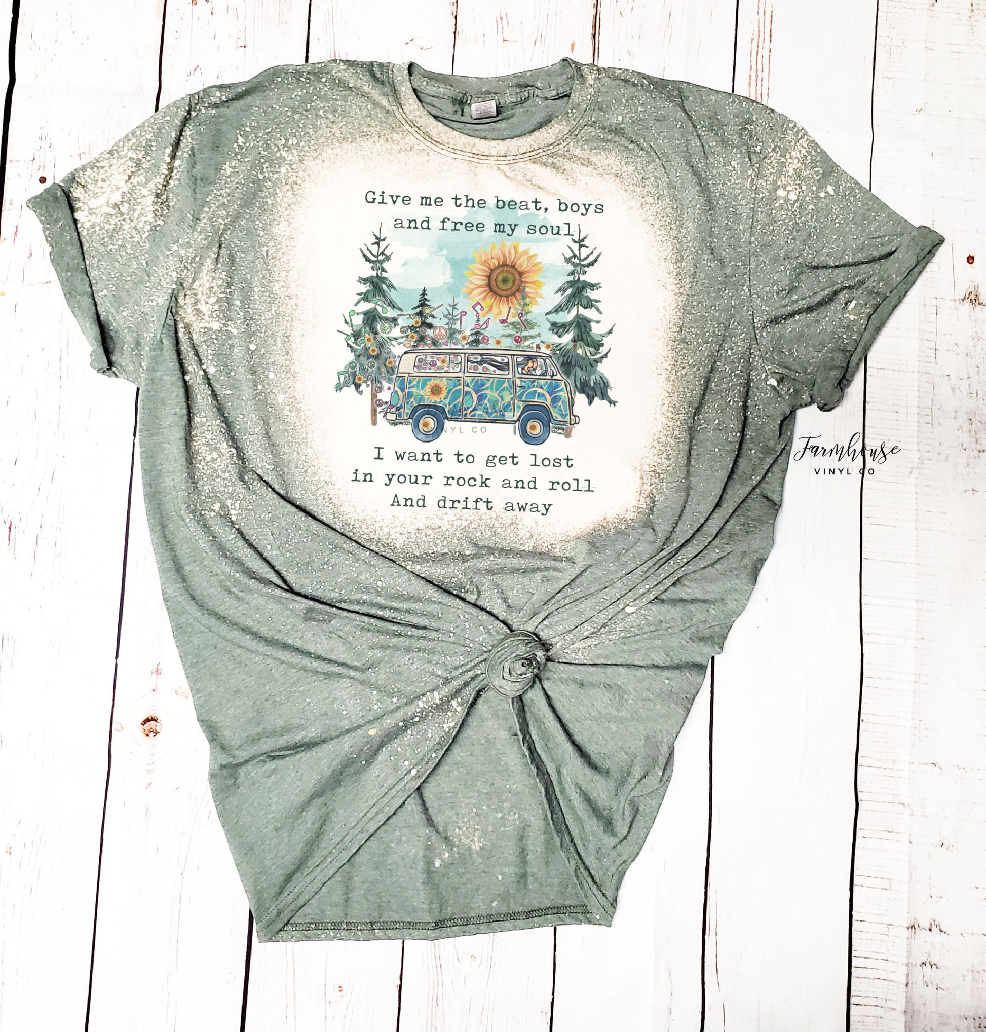 Van Travel Rock and Roll Bleached Shirt - Farmhouse Vinyl Co