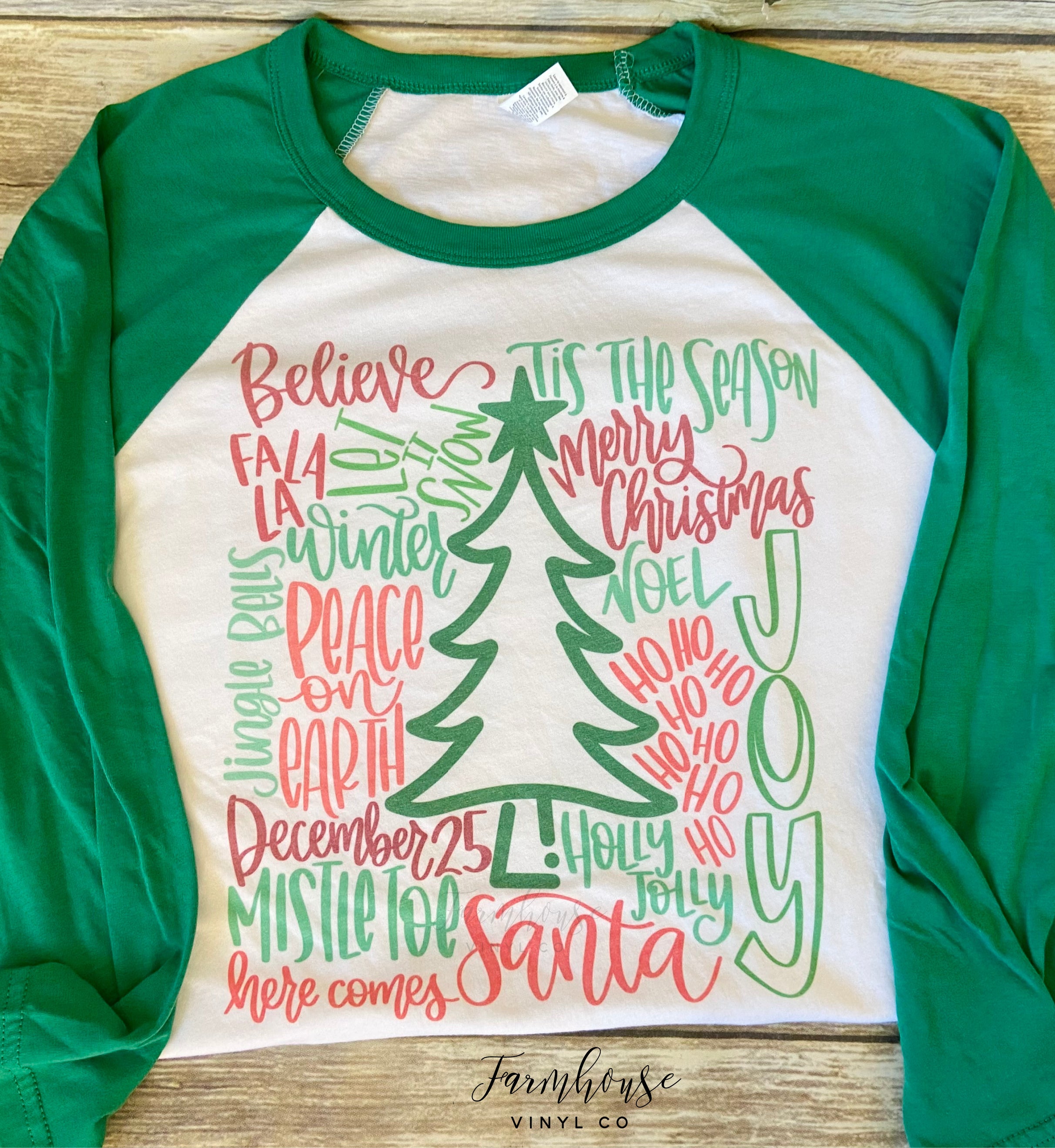 Christmas Santa Sayings Raglan Shirt