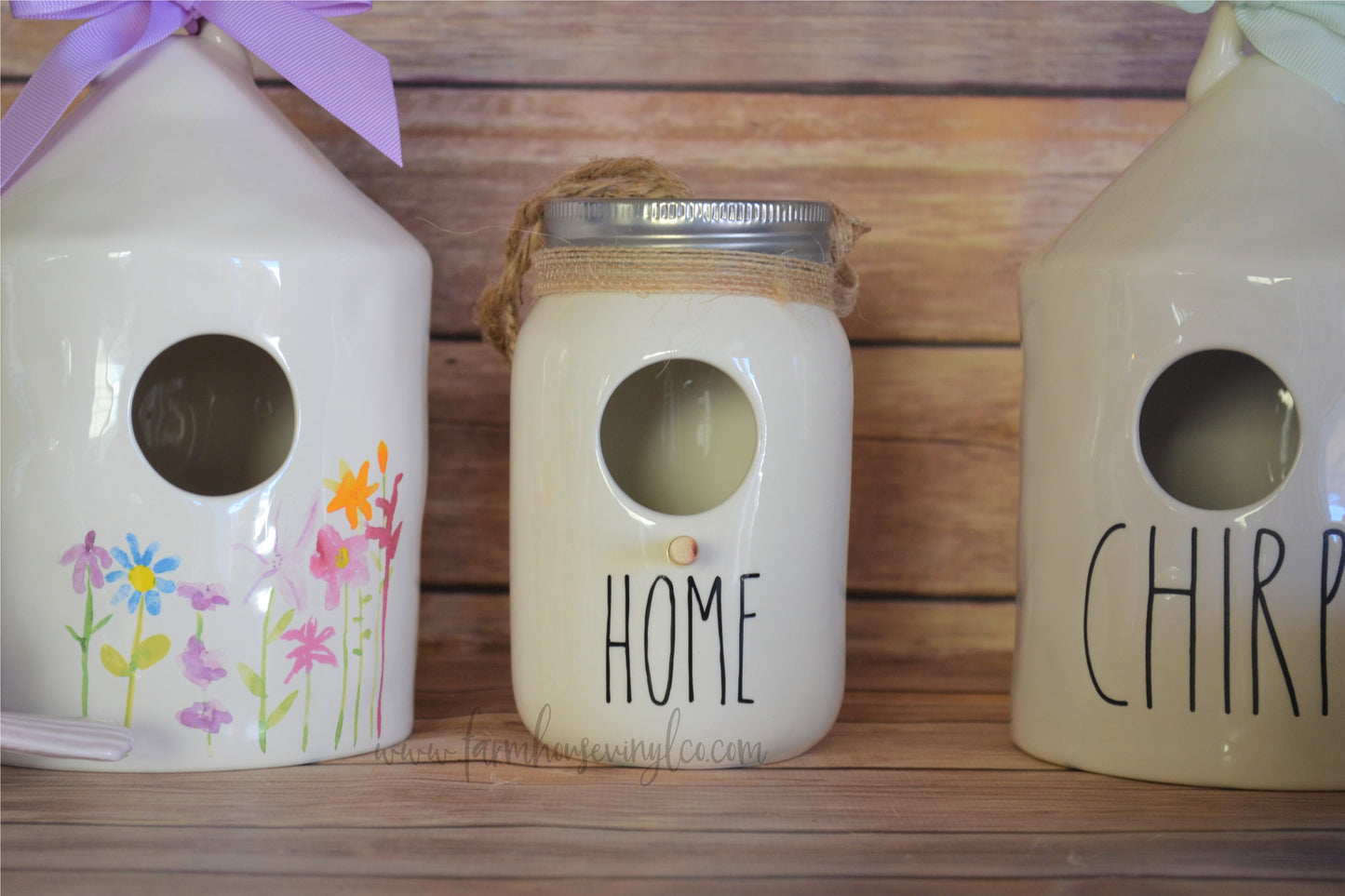 Farmhouse Spring Mason Jar Birdhouse Decal - Farmhouse Vinyl Co