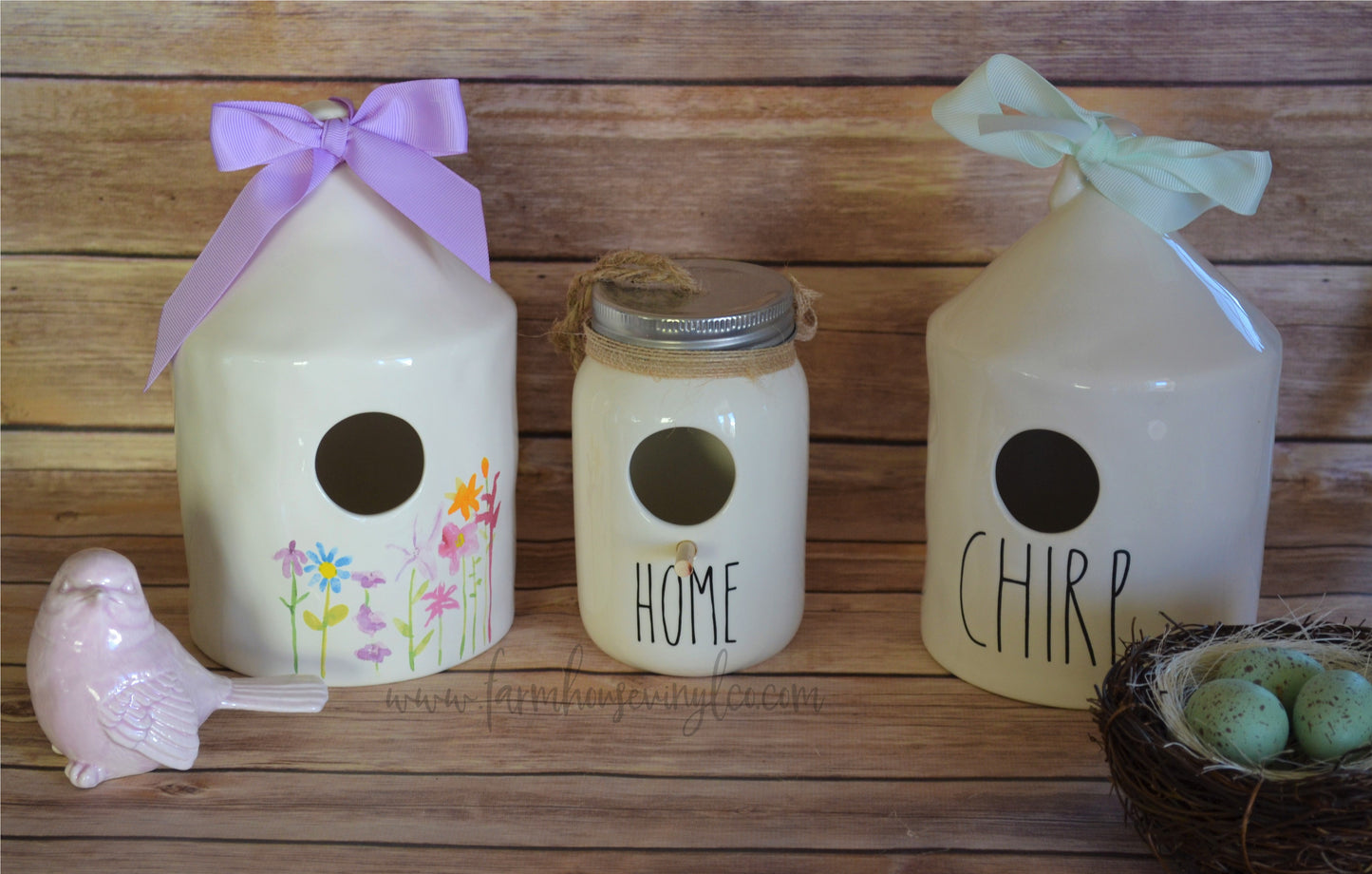 Farmhouse Spring Mason Jar Birdhouse Decal - Farmhouse Vinyl Co