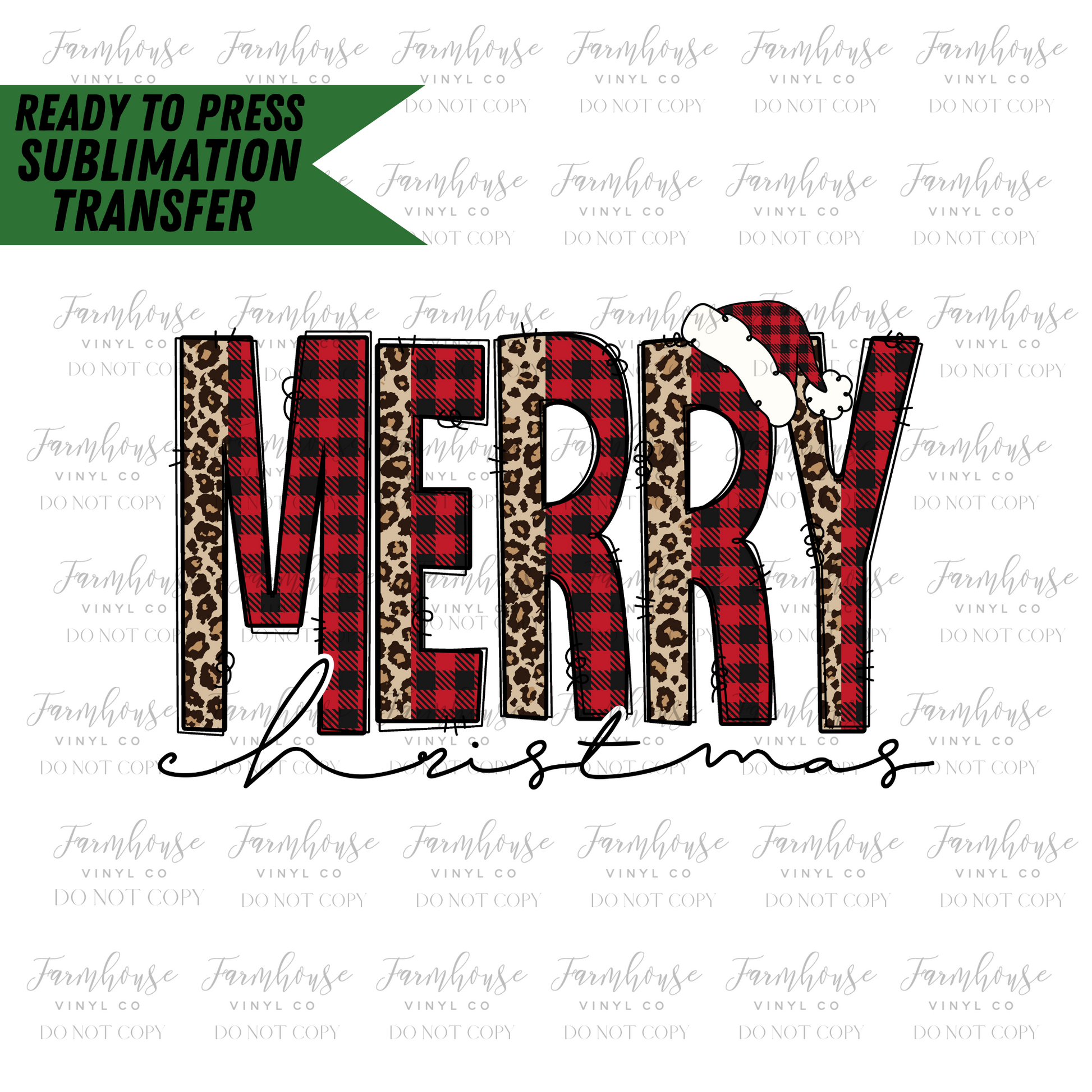Merry Christmas Sublimation Transfer, Ready To Press Transfer