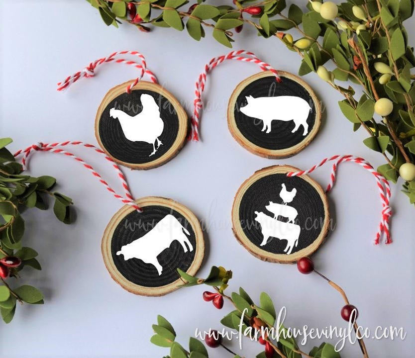 Farmhouse Animals Wood Christmas Ornament - Farmhouse Vinyl Co