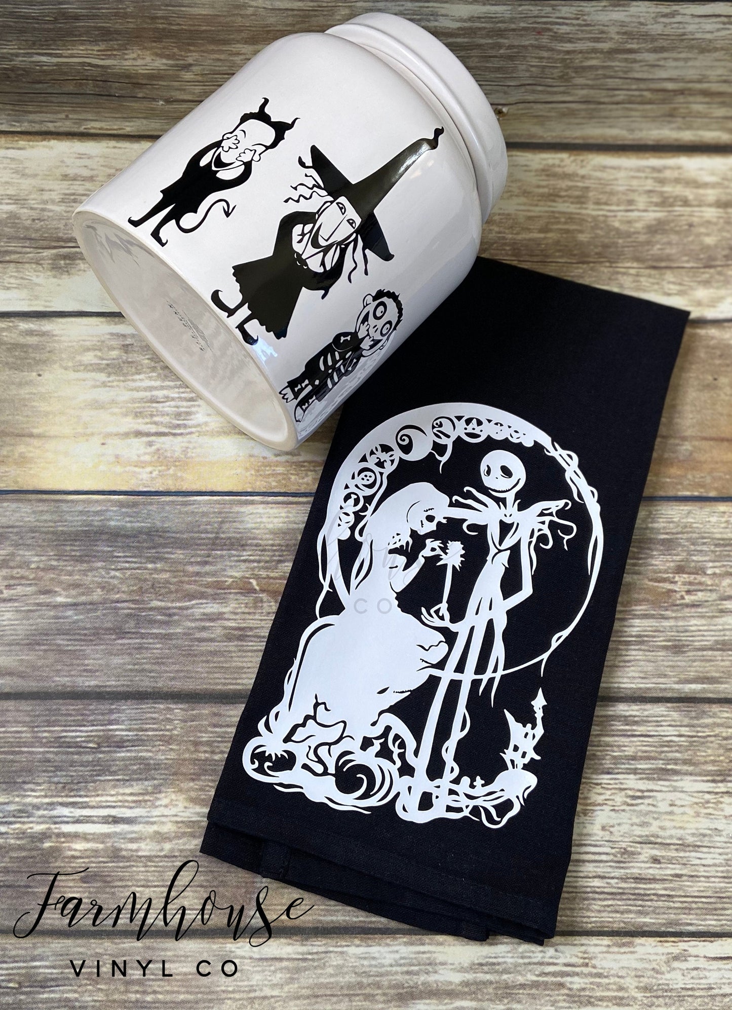 Jack and Sally Nightmare Before Christmas Towel~Nightmare Before Christmas~Jack Skellington~Halloween Home Decor~Rae Dunn Decal~Home Decor - Farmhouse Vinyl Co