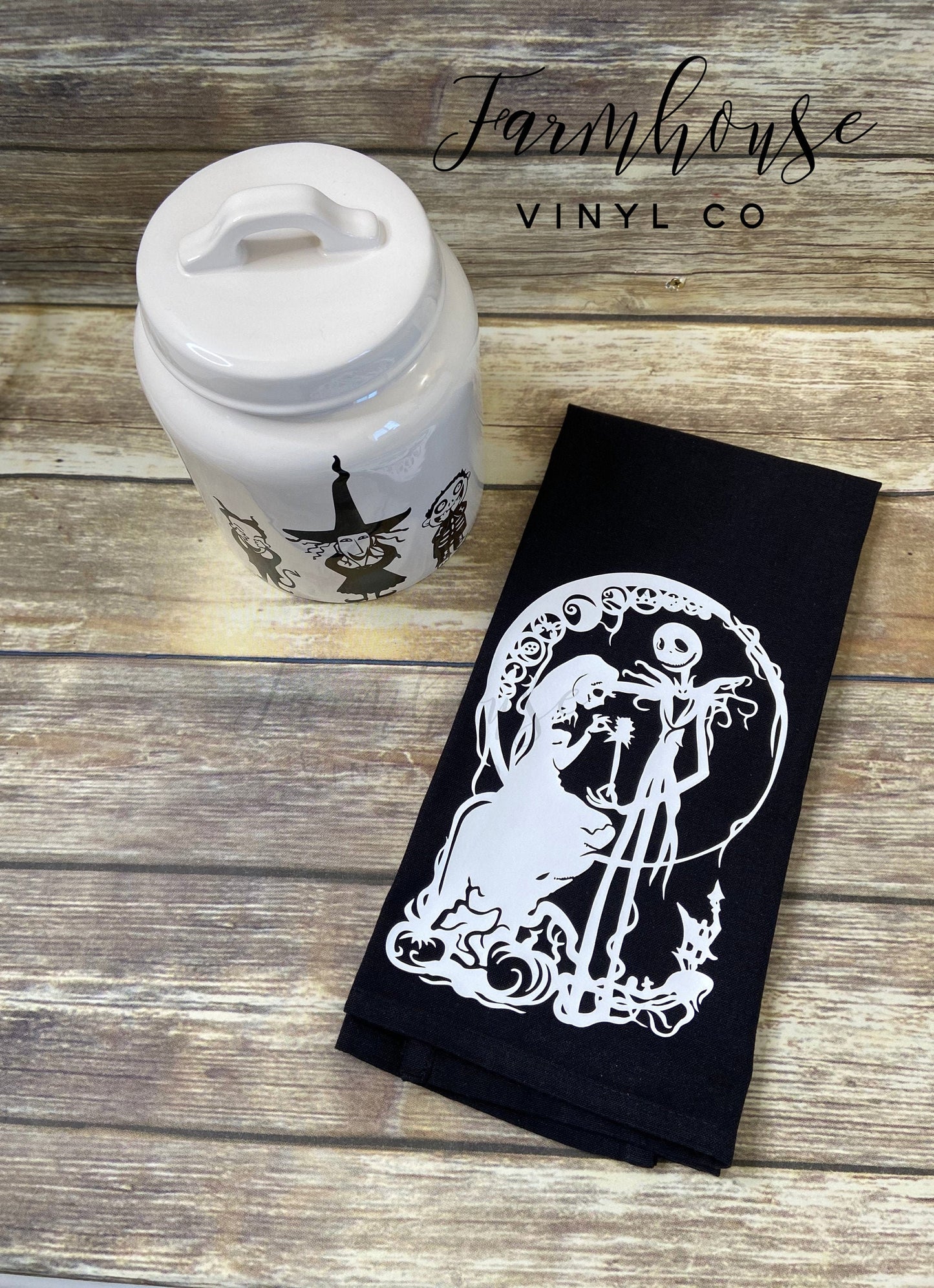 Jack and Sally Nightmare Before Christmas Towel~Nightmare Before Christmas~Jack Skellington~Halloween Home Decor~Rae Dunn Decal~Home Decor - Farmhouse Vinyl Co