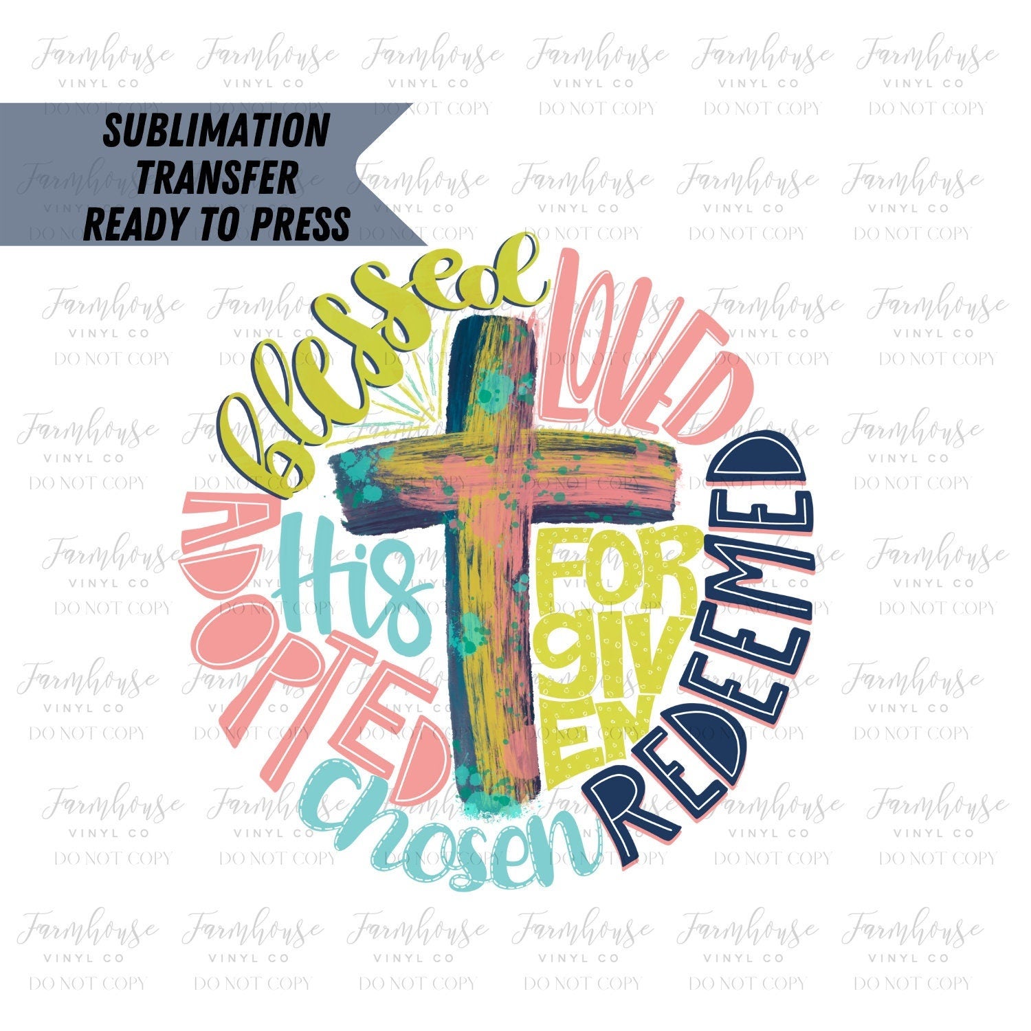 Ready To Press, Sublimation Transfers, Church, Sublimation, Transfer Ready To Press, Christian Easter Cross Heat Transfer Design, Redeemed T - Farmhouse Vinyl Co