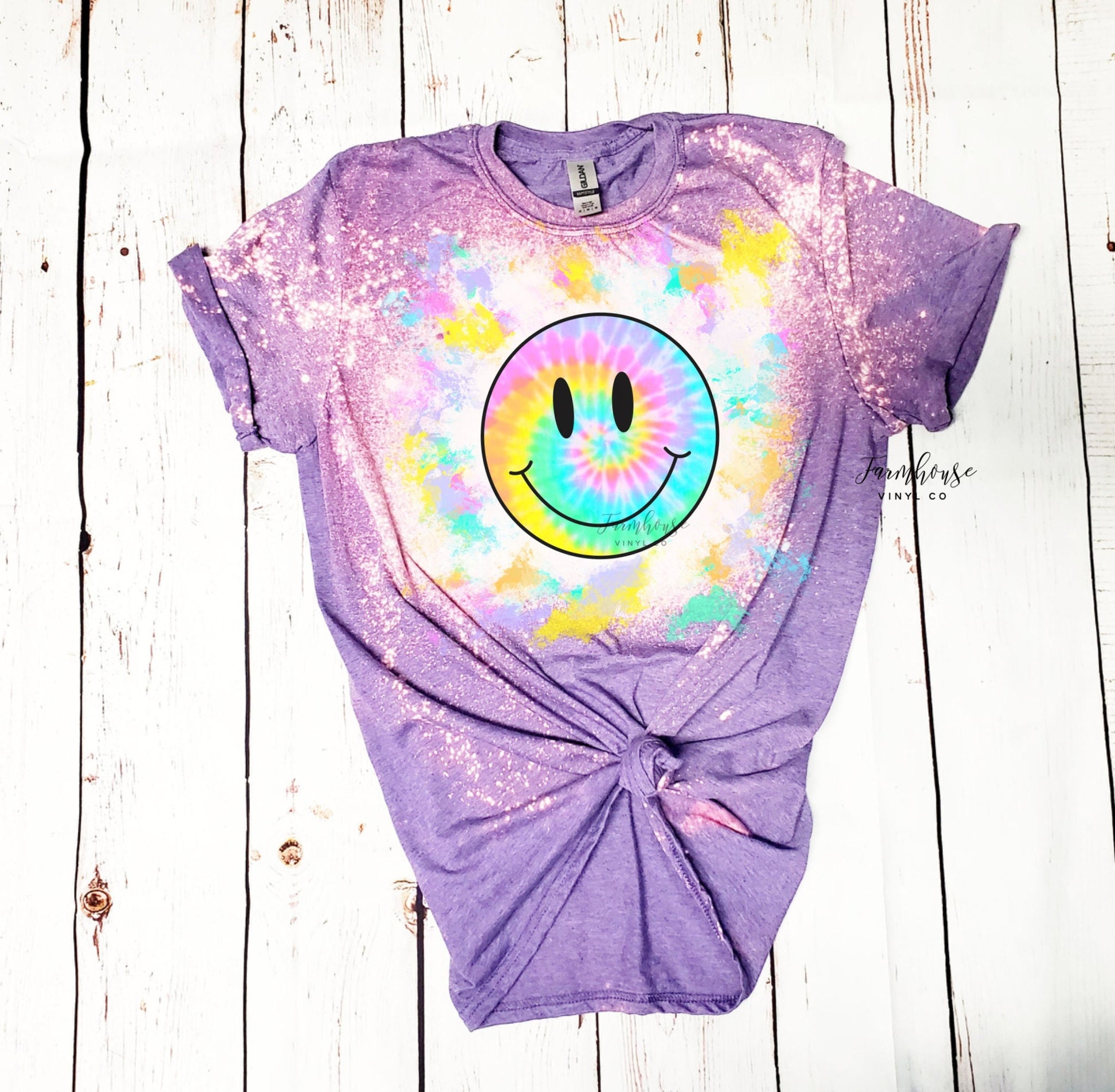 Tie Dye Splashed Retro  Face Tee / Womans Sweatshirt Tee / Retro  Face / Hippie Tie Dye / Trendy Retro T Shirt - Farmhouse Vinyl Co