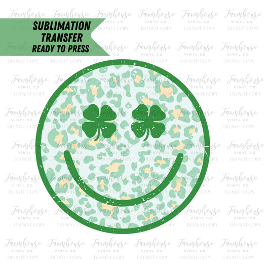 Shamrock Smiley Face BOHO, Ready To Press, Sublimation Transfers, Sublimation, Transfer Ready To Press, Heat Transfer Design, St Patrick Day - Farmhouse Vinyl Co