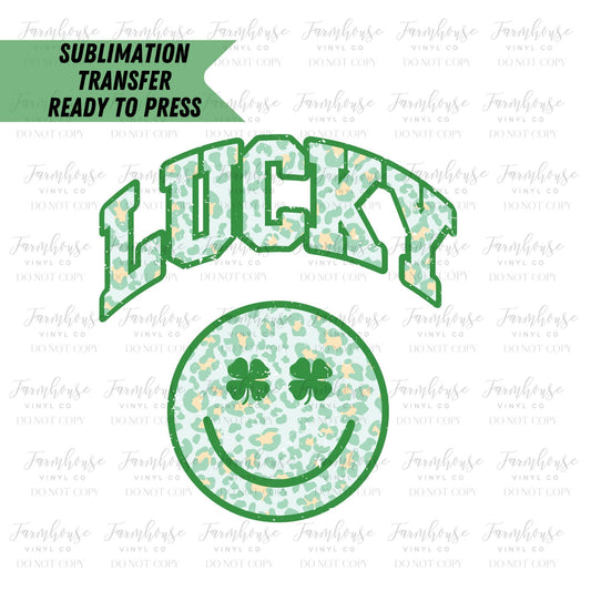 Lucky Shamrock Smiley Face BOHO, Ready To Press, Sublimation Transfers, Sublimation Prints, Transfer Ready To Press, St Patrick Day - Farmhouse Vinyl Co