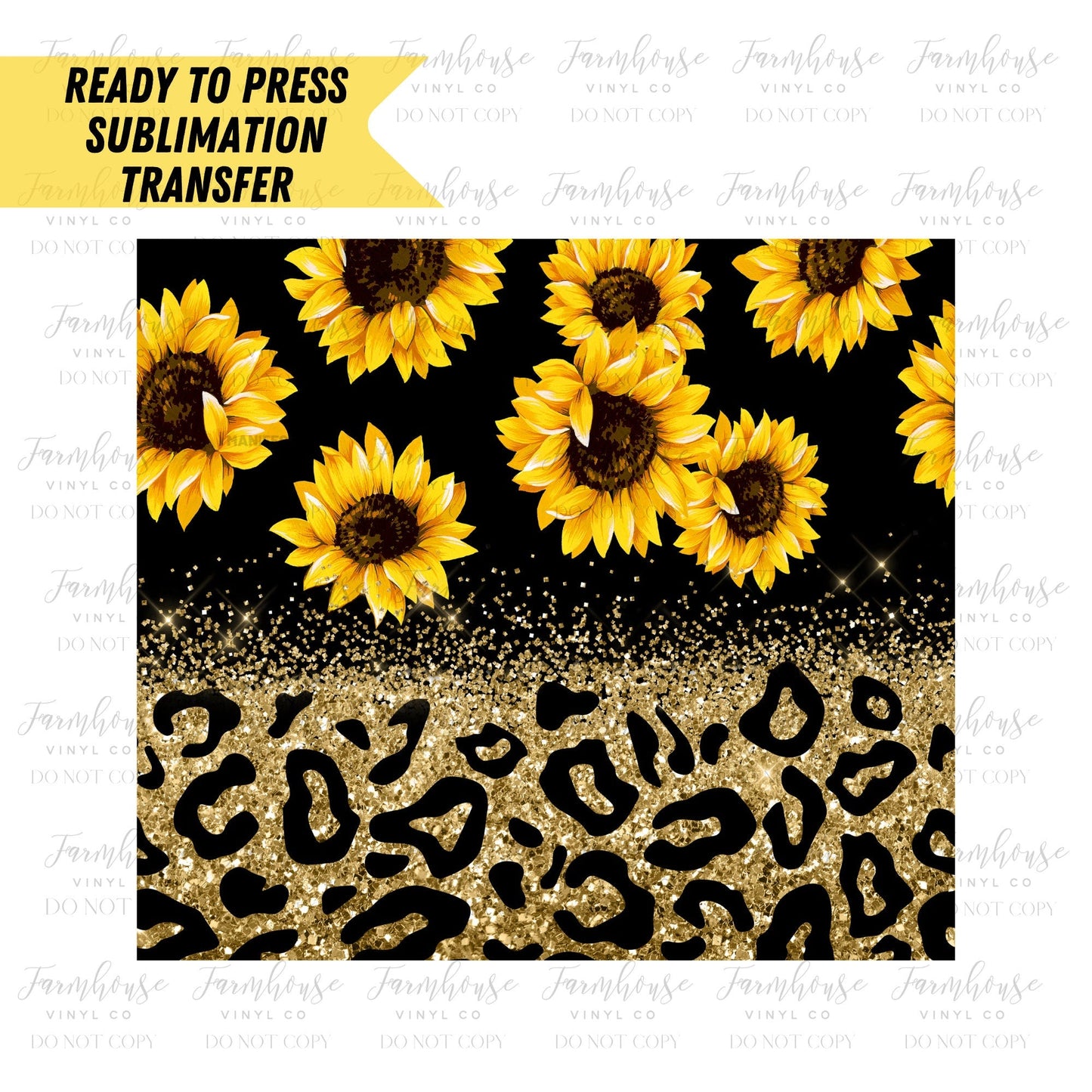 Sunflower Leopard Tumbler Wrap Tumbler Ready To Press Sublimation Transfer