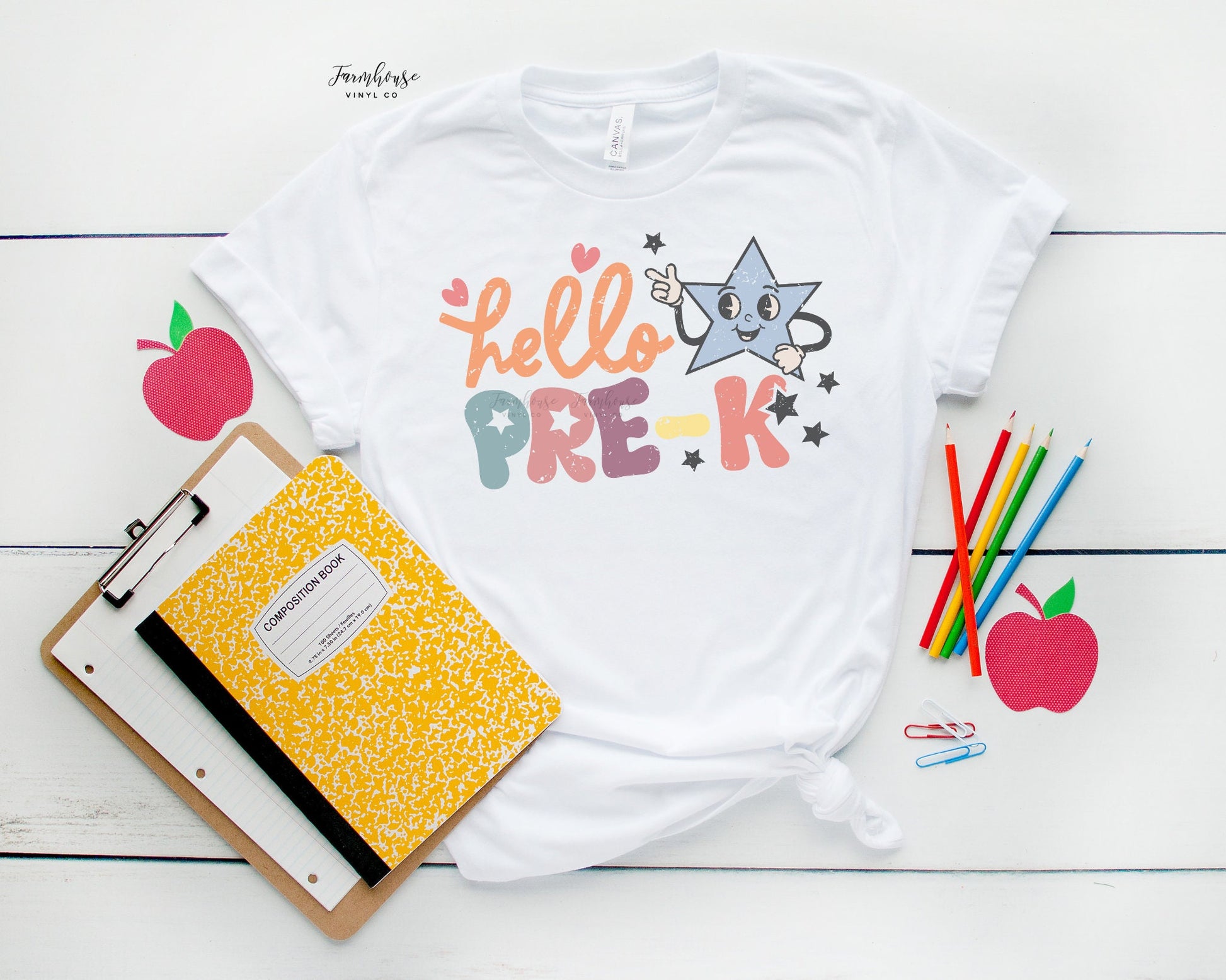 Hello Kindergarten Star Shirt / Educator Staff Shirts / Teacher Gift / Matching Teacher Shirts / First Day School Shirt / Kid School Shirt - Farmhouse Vinyl Co