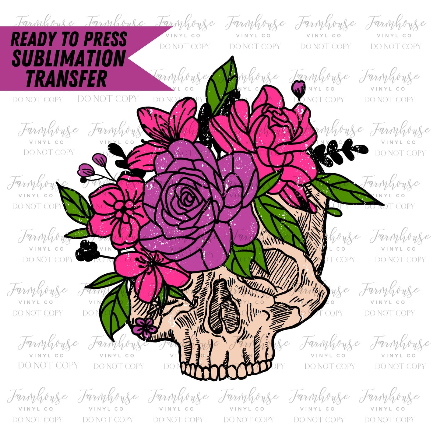 Be Scared & Do it Anyway, Ready To Press Sublimation Transfers, Floral Skull, Pocket Design, Sublimation Prints, Motivational Design Print