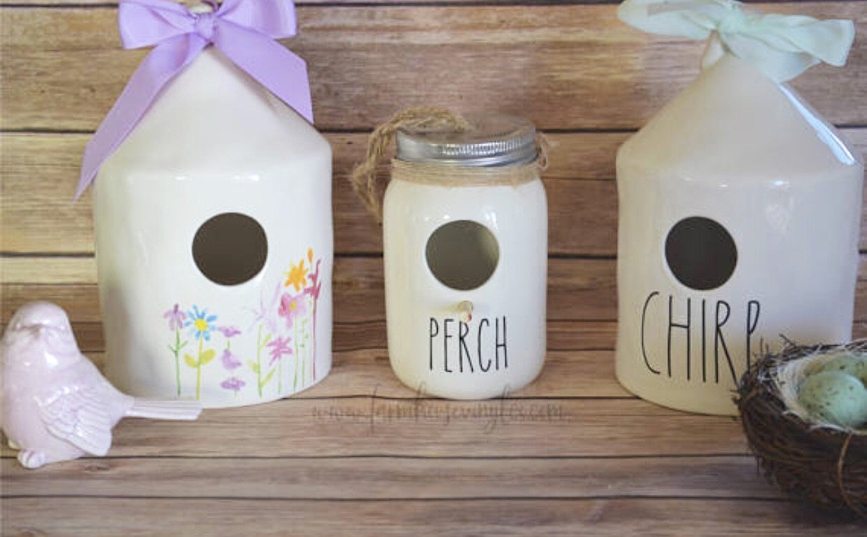 Farmhouse Spring Mason Jar Birdhouse Decal - Farmhouse Vinyl Co