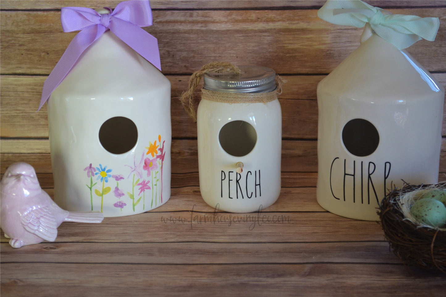 Farmhouse Spring Mason Jar Birdhouse Decal - Farmhouse Vinyl Co